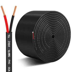 16 Gauge Wire 2 Conductor Electrical Wire, 16 AWG 1.309mm² Wire PVC Cord,12V/24V DC Low Voltage/Copper-clad Aluminum(CCA)Flexible/2 Wire for Automotive Wire LED Strips Lamp Lighting Marine