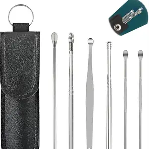 6-Piece Ear Care Set with Stainless Steel Ear Spoon, Ideal for Daily Ear Cleaning, Compact Storage Box for Home & Outdoor Use, Earwax Removal Tool