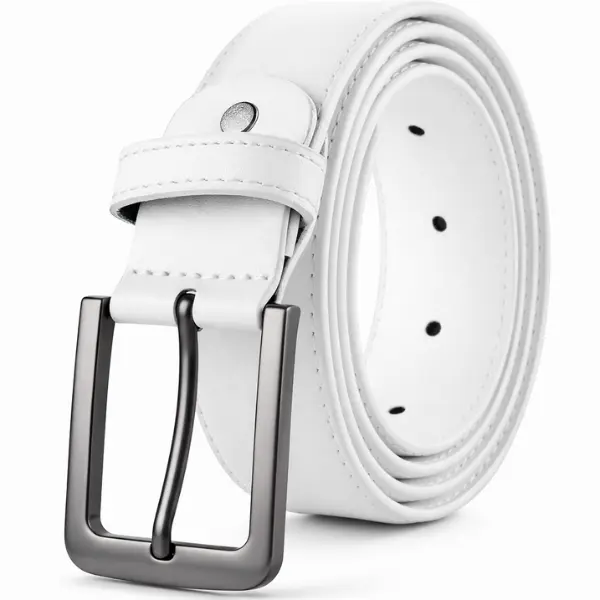 White Leather Men's Adjustable Belt with Sleek Silver Buckle – Perfect for Casual & Formal Wear – Stylish & Durable