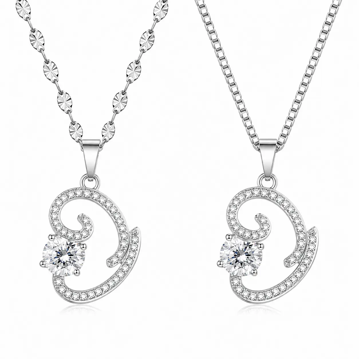 Infinity Heart Necklace 18'' Inches Two Options Chain in 925 Silver