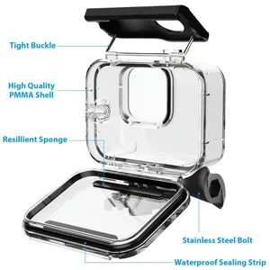 196FT/60M Waterproof Housing Case For GoPro Hero 13/12/11/10/9 Black, Protective Underwater Diving Shell With Bracket Accessories, High Transparent Dive Housing For Action Camera Underwater Photography