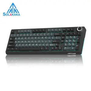 SOLAKAKA KI99 Pro Silent Wireless Mechanical Keyboard Feather Switch Hot Swappable RGB Backlit Gasket Structure Tri-Mode Gaming Keyboards BlackBlue
