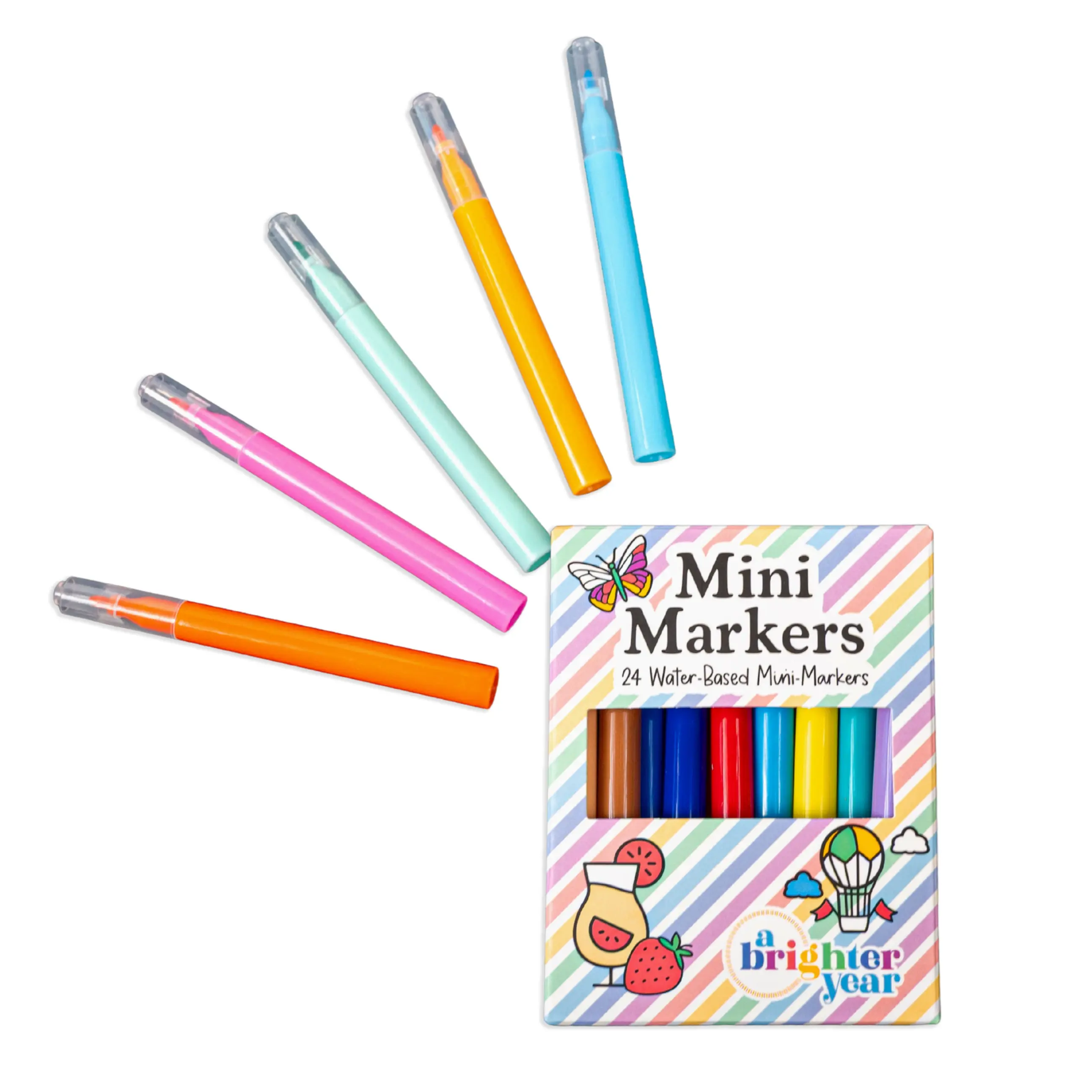 A Brighter Year Water-Based Mini Markers, 24-Count Office & School Supplies Writing Tools