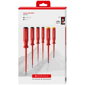 PB Swiss Tools PB 5542.SL CBB Classic VDE slim screwdriver set, fully insulated up to 1000 VAC/1500 VDC