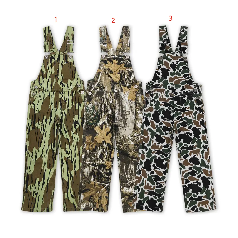 P0535-Kids Hunting Camo Denim Overalls - Stylish Camo Prints Meet Trendy Denim Cute & Durable Toddler Outfits, Must-Have Kids' Streetwear