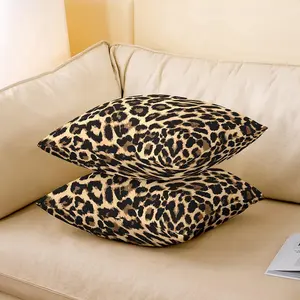 Leopard Throw Pillow Covers,Set of 2,Cheetah Print Porch Pillows Cases Cushion Covers for Living Room,Wild Animal Safari Throw Pillowcases