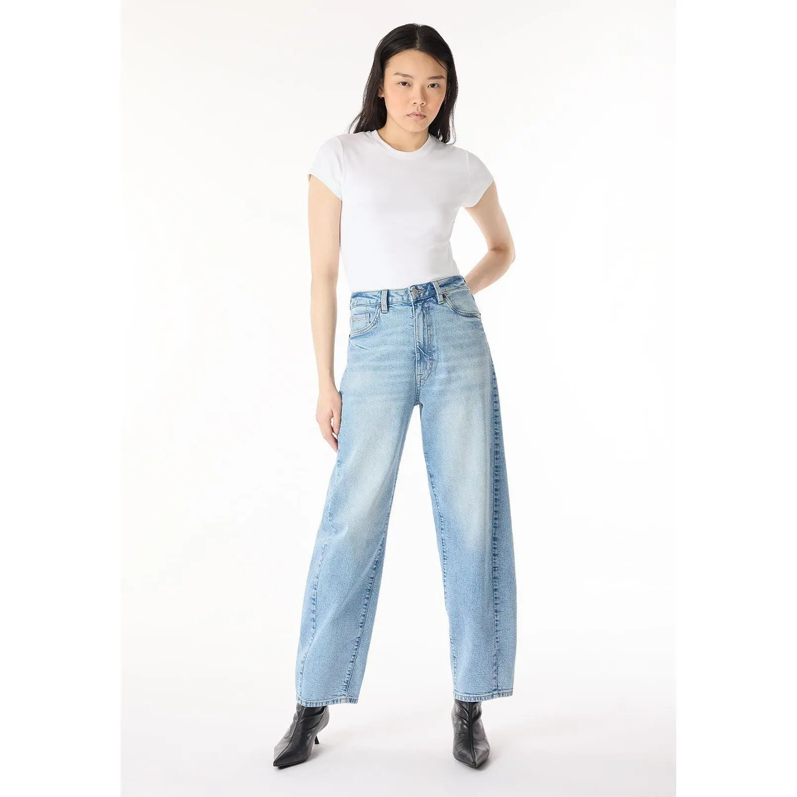 Barbara Women's High Rise Barrel Jeans, Vintage Blue - BL16072
