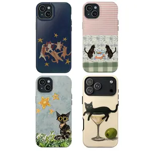 Magnetic Phone Case Magsafe Vintage Cottage Kitten Phone Case, Stary Night |   Garden Cat |   Kitchen Kitty Case Cover Compatible With iPhone 17 16 15 14 13 12 11 Pro Max X XS, Durable Protection, Aesthetic Gift For Cat Lovers