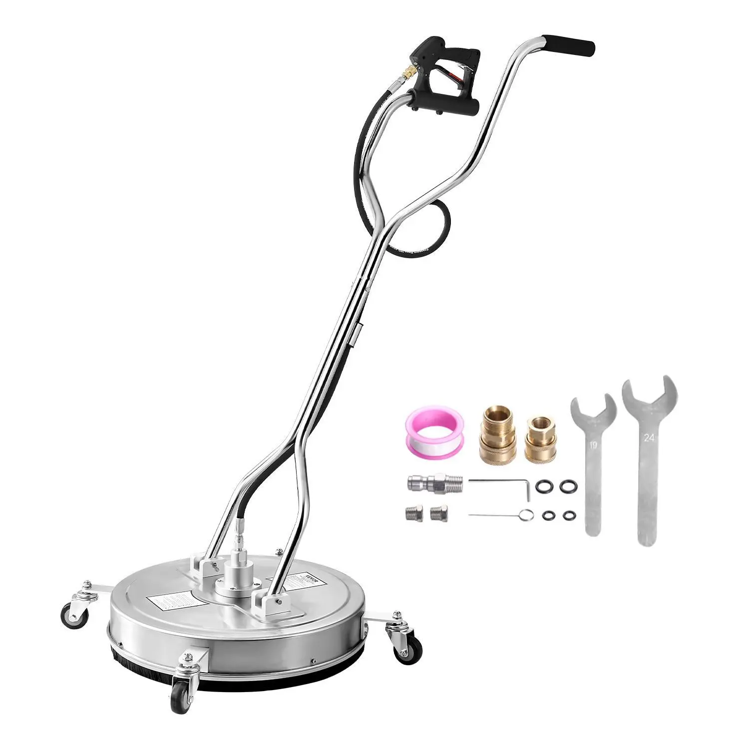 VEVOR 22 in Heavy Duty Pressure Washer Surface Cleaner Attachment, Stainless Steel with 4 Wheels, Max 4000 PSI, 3/8 Quick Connector, 2 Spray Nozzles, Dual Handle, 6 Gal/Min, High Water Pressure for Concrete, Patio | Tools & Hardware DealsForYouDays, Adapt