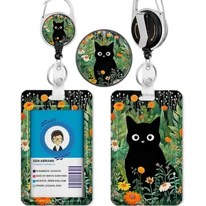 ID Name Tag Badge Holder with Retractable Reel, Heavy Duty Badge Clip with 360° Rotatable Carabiner, Retractable Keychain, Removable Cardholder for Daily Office, Work and Student Use