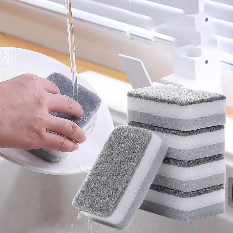 5pcs/set Kitchen Cleaning Sponge, Double Sided Anti-scratch Dish Wash Sponge, Cleaning Pad for Kitchen Plate Pot Bowl Bottle, Kitchen Cleaning Tools