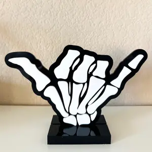 Acrylic Skeleton Shaka Hand Sign - Surfer Theme - Boys Room - Hang Loose - Halloween Decor - Decoration