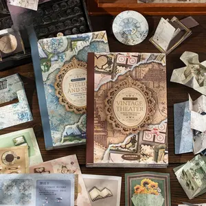 2 types of 40 sheets handmade mechanism collection book non sticky time walk retro style DIY decorative material paper
