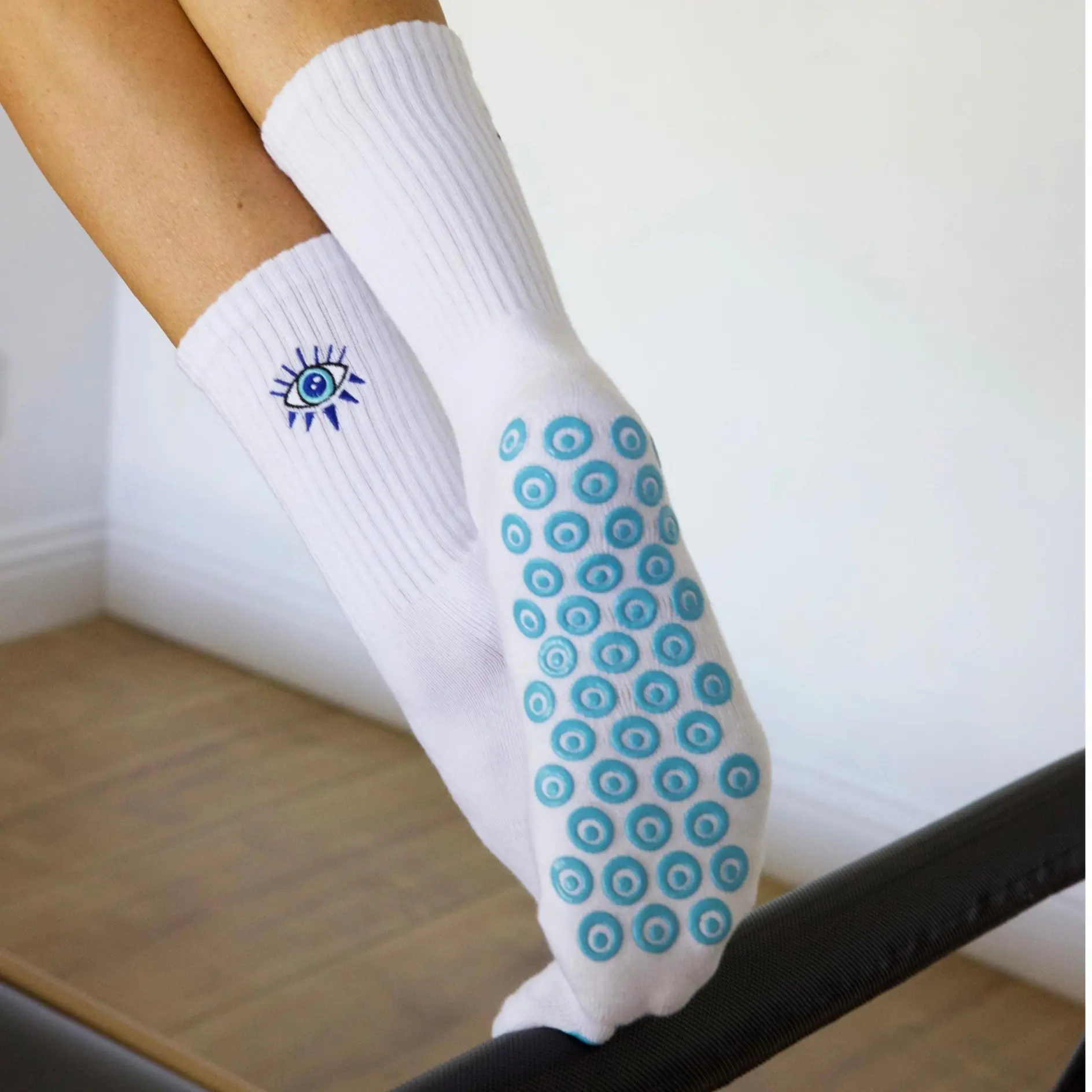 Evil Eye Pilates Barre Grip Socks in Blue