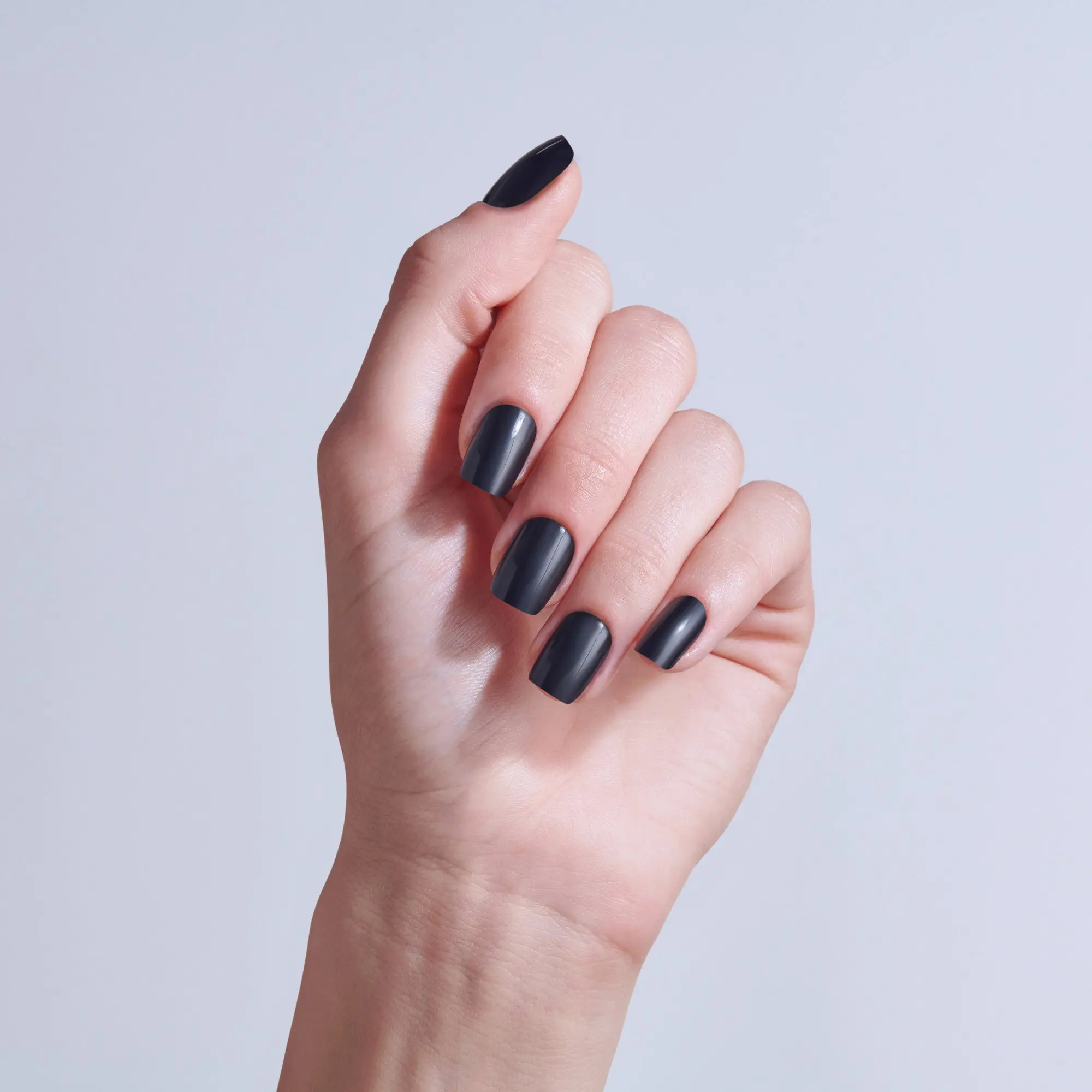 Kiss Core Color Press On Fake Glue Nails - Photogenic | Solid, Black, Short, Squoval