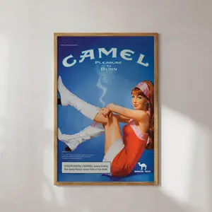 [UNFRAMED POSTER] Vintage Camel Pleasure to Burn Female Cigarette Advertising Poster