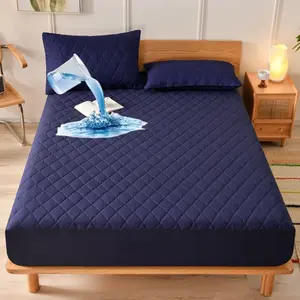 2pcs/3pcs Waterproof Mattress Protector Set, Elastic Fit Sheet, Diamond Pattern Design, Polyester & PU Material, Noise-Free