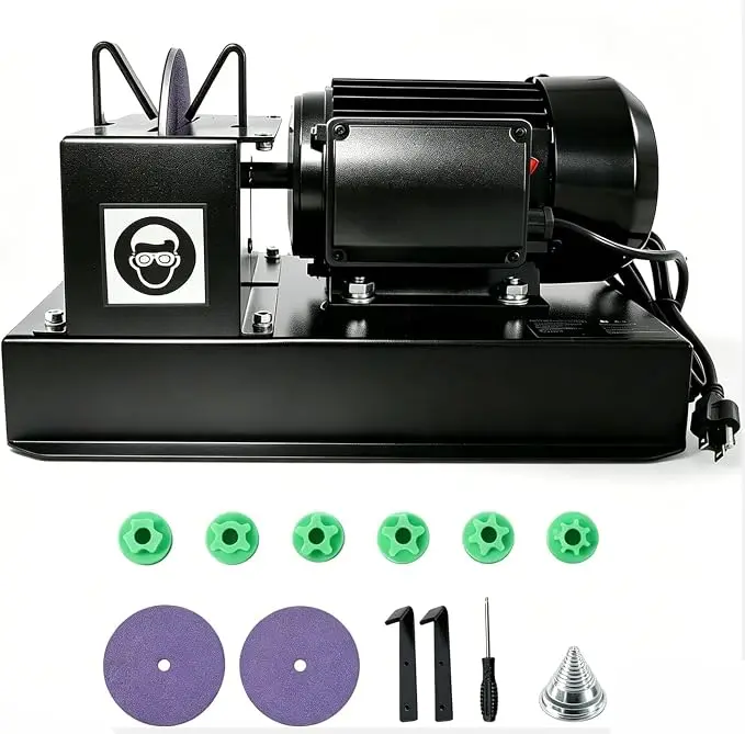 Lawn Mower Blade Sharpener Kit with 2/3HP Power Angle Grinder, 7 in Ceramic Wheel, 30°/40° Angle Brackets, Extra Sandpapers for High/Low Lift, Gator & Flat Blades