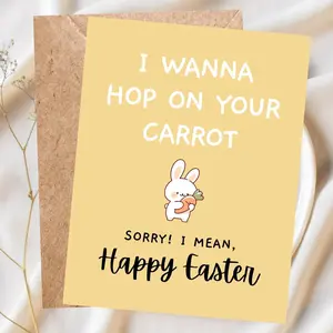 Funny Dirty Easter Card - Hop On My Carrot - Adult Humor