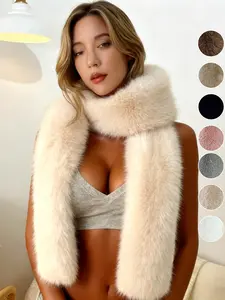 Women's Fashion Faux Fox Fur Scarf, Fall & Winter Warm Plush Shawl, Casual Plain Design, Thickened and Cozy, Fluffy Soft Scarf, Perfect for Autumn and Winter