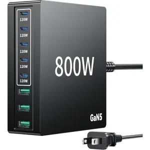 880W USB C Charger Block  Station 8 Port  Chager 140W PD PPS AVS HUB Laptop MacBook Charger Compatible with   17 Pro Max/17 Air/16 SE/ Galaxy 25/ MacBook Pro/Air/iPad Pro