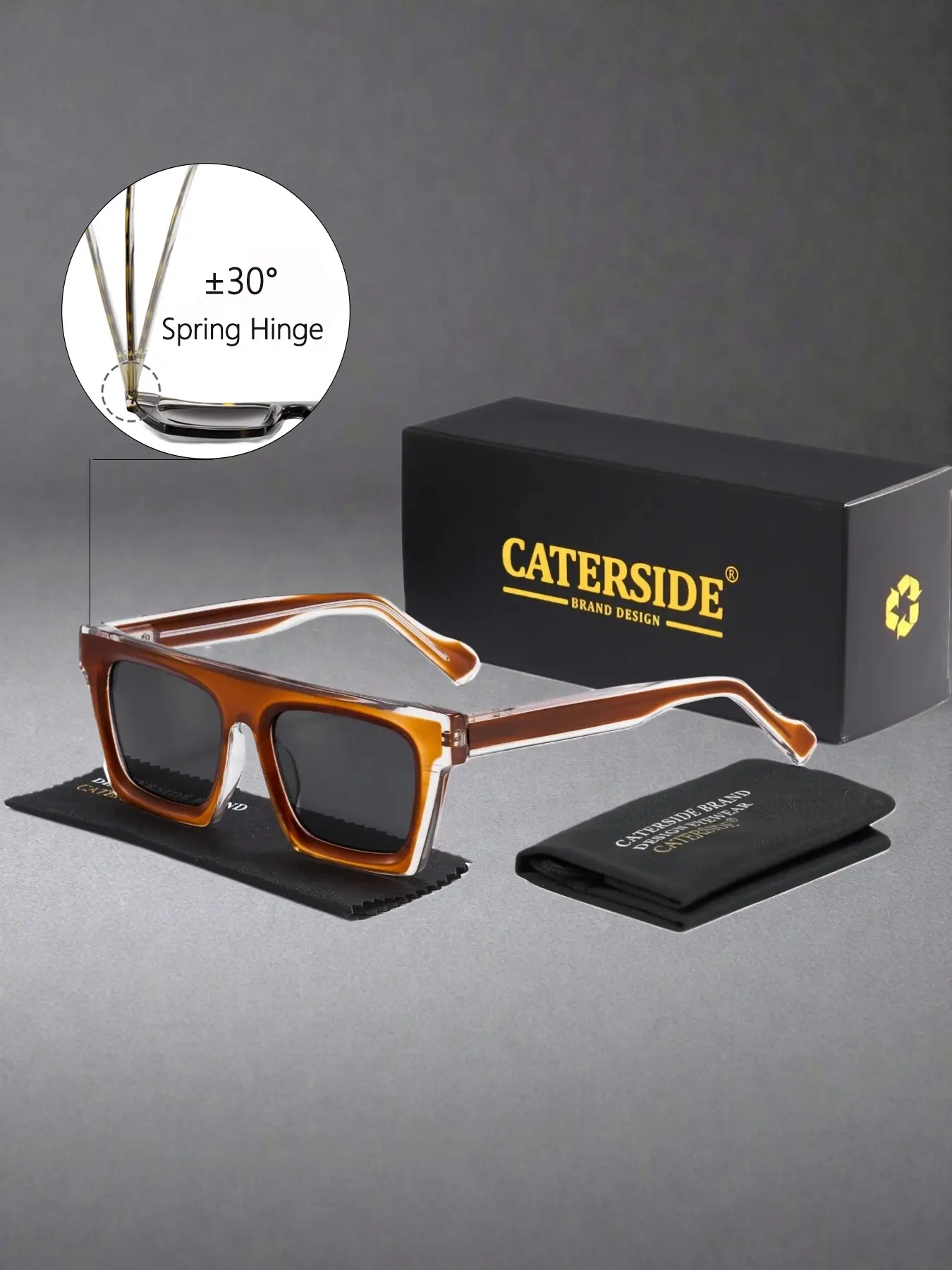 CATERSIDE Square Frame Sunglasses with Adjustable Legs, Customizable Fit, Uv400 Protection, Trendy Styling Sunglasses, Fashionable Sunglasses, Unisex Fashion Glasses for Travel, Beach, Party, Outdoor Sports, Summer Sunglasses