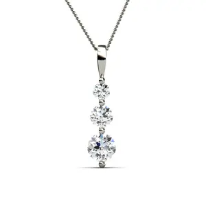 Willow 18K White Gold Plated 3 Stone Drop Pendant Necklace with Simulated Diamond Crystals
