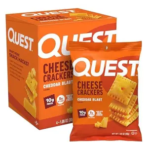Quest Nutrition Cheese Crackers, Cheddar Blast, 10g Protein, 5g Net Carbs, 1g Sugar, Made with Real Cheese, High Protein Snack, 4 Count
