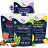 Foot Cure Foot Care Pack – Muscle Recovery, Soothing Lavender, Tea Tree Oil, Citrus Cleansing Soaks – For Tired Feet, Callus Softening, Odor Control, Spa Pedicure – Pack of 4, 16 oz Each Detox Foot Pads