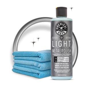 Chemical Guys Metal Polish Kit - 16oz Light-Heavy Duty Set with Microfiber Towels, Car Detailing Accessories - Chrome Polishes, Oxidation Remover, Aluminum Brightener, Shine Protectant, Automotive Cleaner