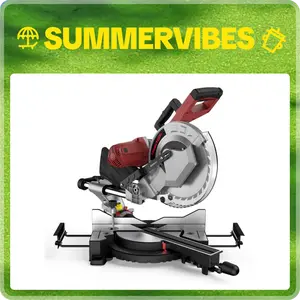 12-Inch Dual-Bevel Sliding Compound Miter Saw, 3800RPM, 15 Amp, Single Bevel 0-45° with Extension Table, 36T Blade, Power Saw for Metal, Plastic, Wood, Laminates Multiple Summervibes