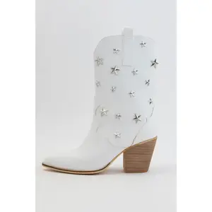 Scarlett Star Studded Boots White