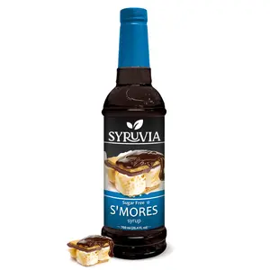 Syruvia Sugar-Free S'mores Coffee Syrup, 25.4 fl oz – Premium 0-Calorie Flavoring, Kosher and Gluten-Free. Ideal for Drinks, Sodas, Shakes & Desserts