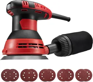 Random Orbital Sander, 3.0 AMP Corded Palm Sander, 6 Speeds Max 12,000 OPM, 5-Inch with 10 count Sandpapers, Dust Bag, Low Vibration for Woodworking, Decoration Furniture (KSA125)