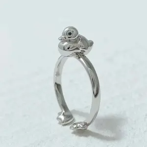 Fashionable small animal cute duck ring female exquisite simple adjustable open ring