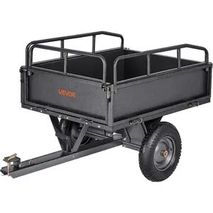 VEVOR 28 Cu. Ft 1800Lbs Steel ATV UTV Trailer Tow Behind Dump Cart, Heavy Duty Pull Behind Utility Dump Trailer for Lawn Mower Trailer Tractor Garden Yard with Removable Rear PanelVEVOR Super Brand Day