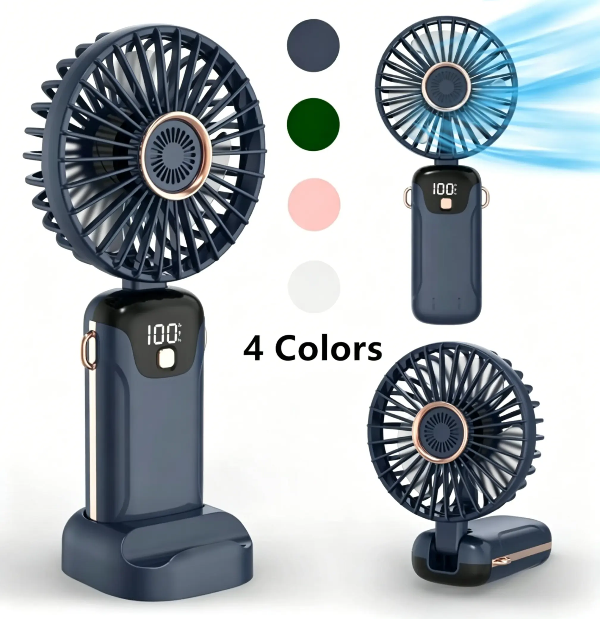USB Rechargeable Handheld Fan, PortableCooling Lightweight Fan with Digital Display,90° Adjustable Handheld Fan for OutdoorSports, Travel Fan