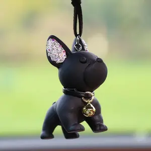 Creative Resin French Bulldog Car Interior Rearview Mirror Hanging Accessory, Small Dog Car Decor Gift, Cute Pet Decoration, Car Trinkets, Car Ornament, Car Accessories, Car Decorations, Automotive Decorative Accessories