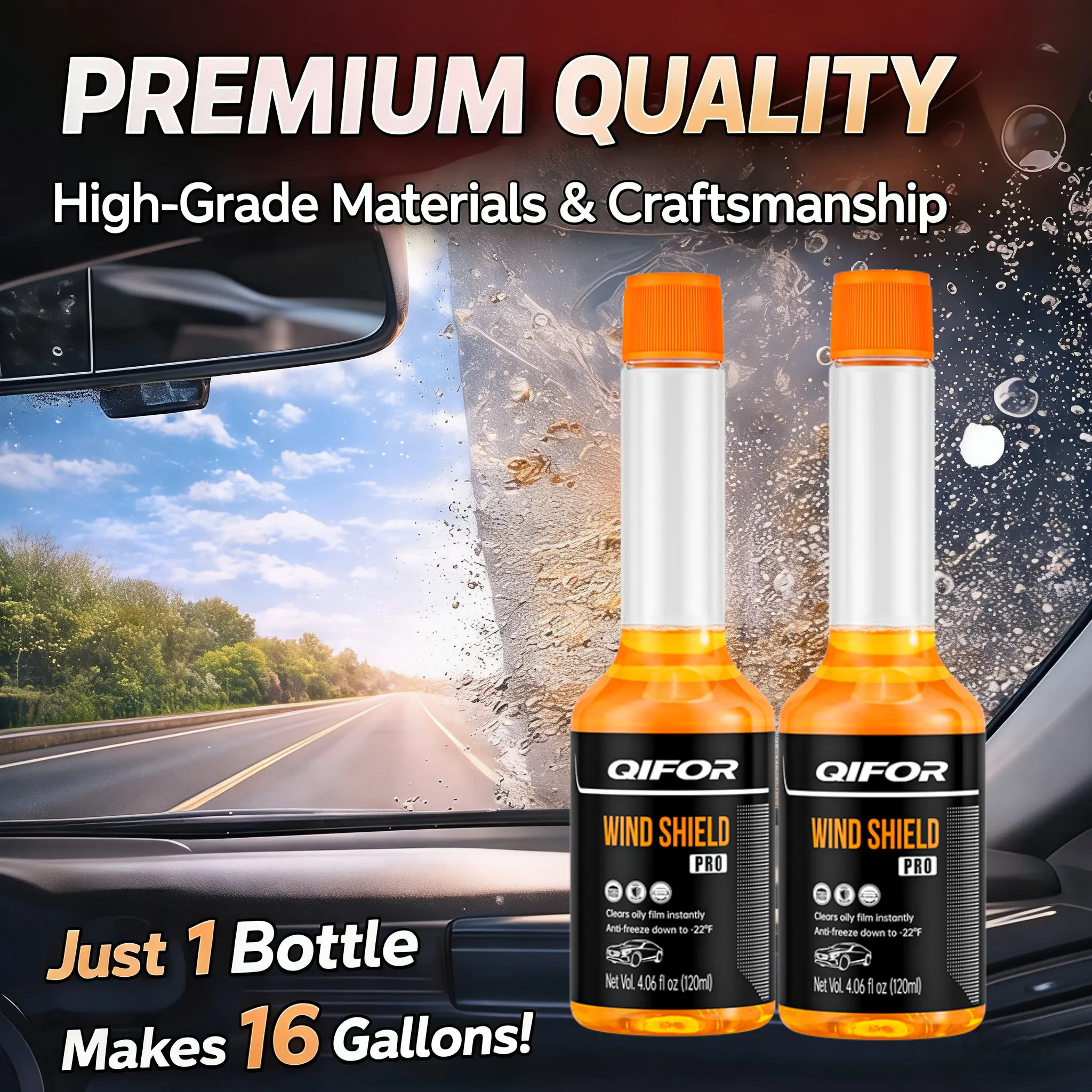 QIFOR Professional Concentrated Glass Cleaner - Professional Strength Glass Cleaner for Shiny, Streak-Free, Residue-Free Glass