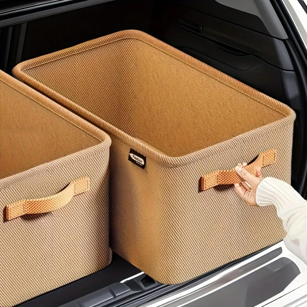 Office portable storage basket, Baskets For Organizing, thickened steel frame, car storage box, sundries, clothes, pants, storage tools, essential for cars and family dormitories, Interior Organizers - polyester fiber material