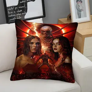 Stranger Things Pattern Throw Pillow, 1 Piece Includes Pillow Insert, Seasonal Decorative Item For Sofa, Bedroom, Car, Soft And Durable, Daily Holiday Birthday Gift For Kids And Adults