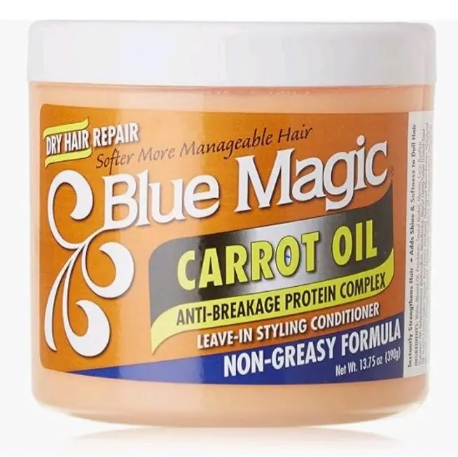 Blue Magic Carrot Oil Leave-In Styling Conditioner 13.75 oz Dry Hair Repair Anti-Breakage Protein Complex Non-Greasy Formula