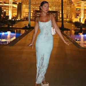 Floral Print Slim Bodycon Mermaid Maxi Dress for Women's Summer New Casual Elegant Sexy Beach Party Night Club Dating Dress Holiday Vacation Outfit Dress summerwins