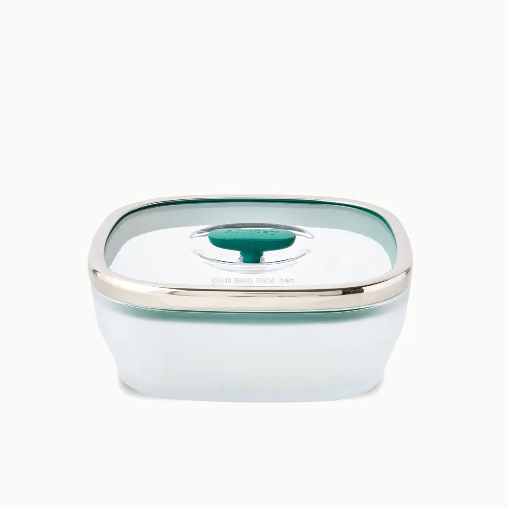 Anyday 5.5-Cup Square Glass Container with Vented Lid - Durable Frosted Glass Food Storage Container & Microwave Cookware