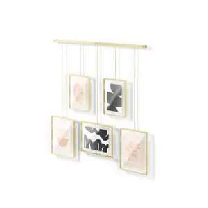Set of 5 Exhibit Gallery Picture Frames Matte Brass - Umbra