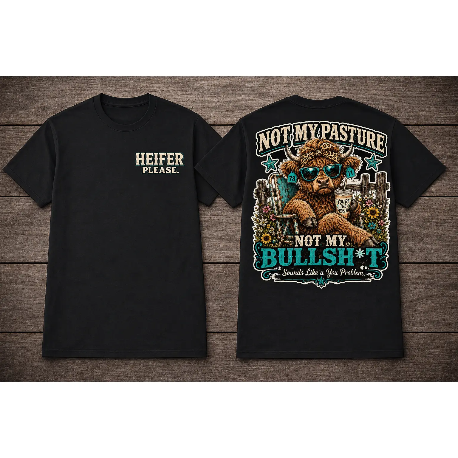 Heifer Please Funny Cow Graphic Tee - Black Unisex T-Shirt