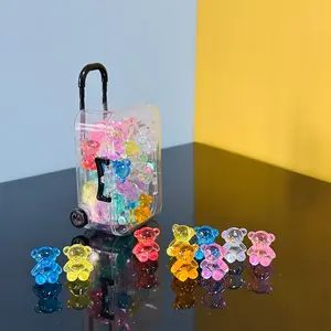 30pcs Crystal Bear + 1pc Mini Luggage, DIY Handmade Decorations, Mother's Day Gift, Valentine's Day, Gift Set, Home Office Desk Ornament
