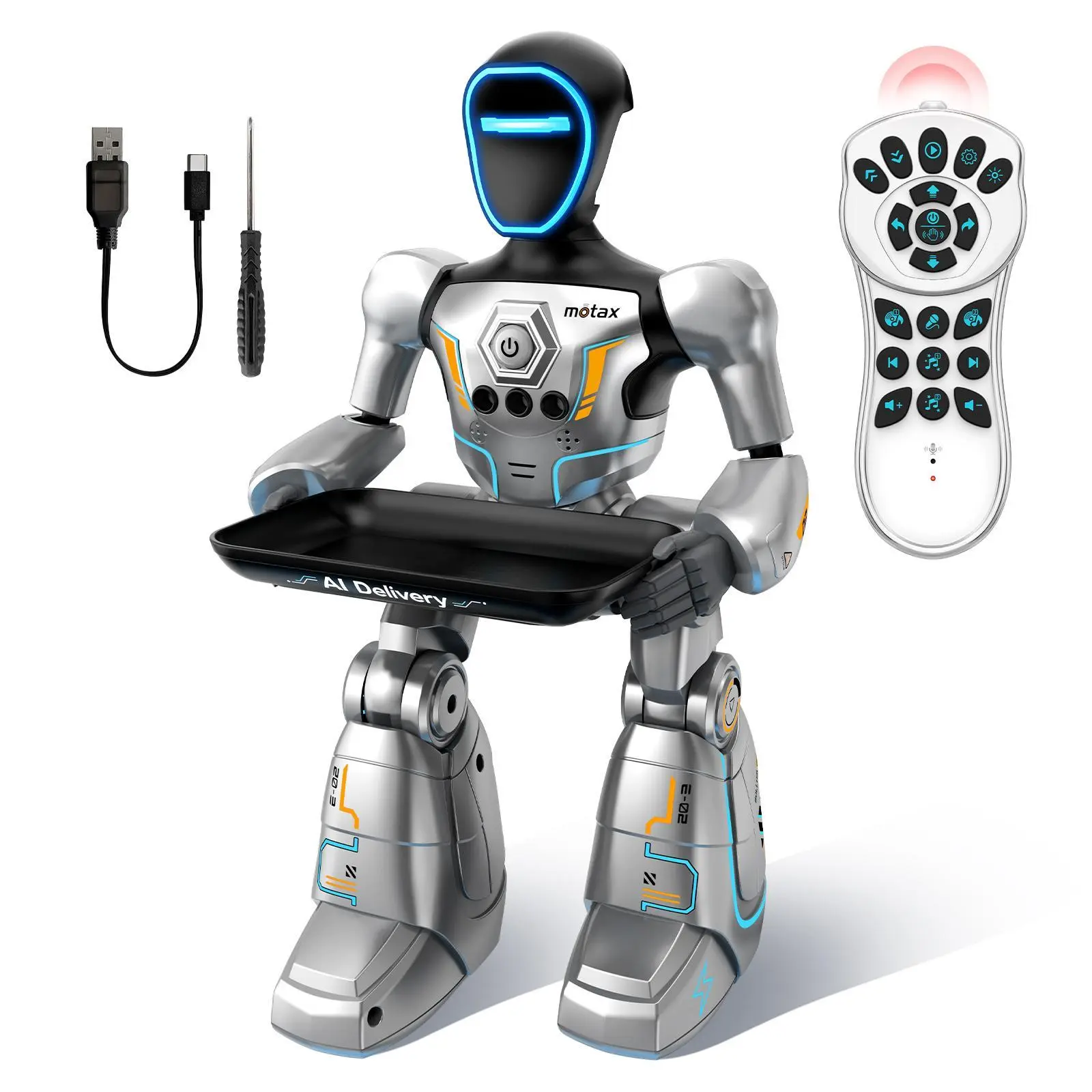 Delivery Robot for Delivery, RC Robots, 2.4Ghz Remote Control Delivery Robot Toys, Smart Programming, Gesture Sensing, Voice Command, Voice Recording, Cool Light, Music And Dance, Birthday Gifts for Ages 8+