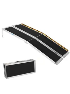 Portable Aluminum Wheelchair Ramp with Transition Plate, Non-Skid Surface and Reflective Strips, 600 Lbs Weight Capacity for Homes, Autos and Truck Lift Gates (Car Ramp)