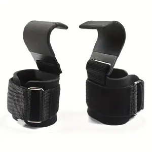 Weight Lifting Hooks with 8mm Thick Neoprene Padded Wrist Cuffs, Adjustable Fitness Straps for Pull-Ups, Deadlifts & Gym Training, Comfort Durable Gym Gear for Men Women